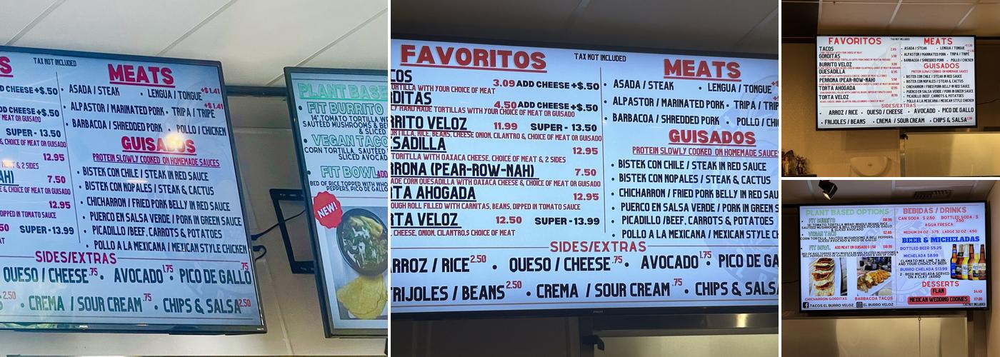 El Burro Veloz Menu