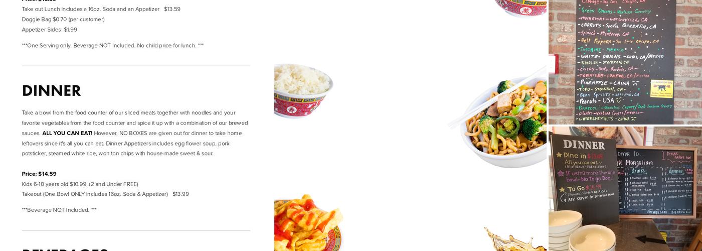 GK Mongolian BBQ Menu