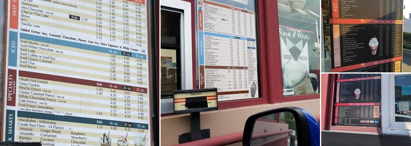 Caffino Drive-Thru Espresso. Menu