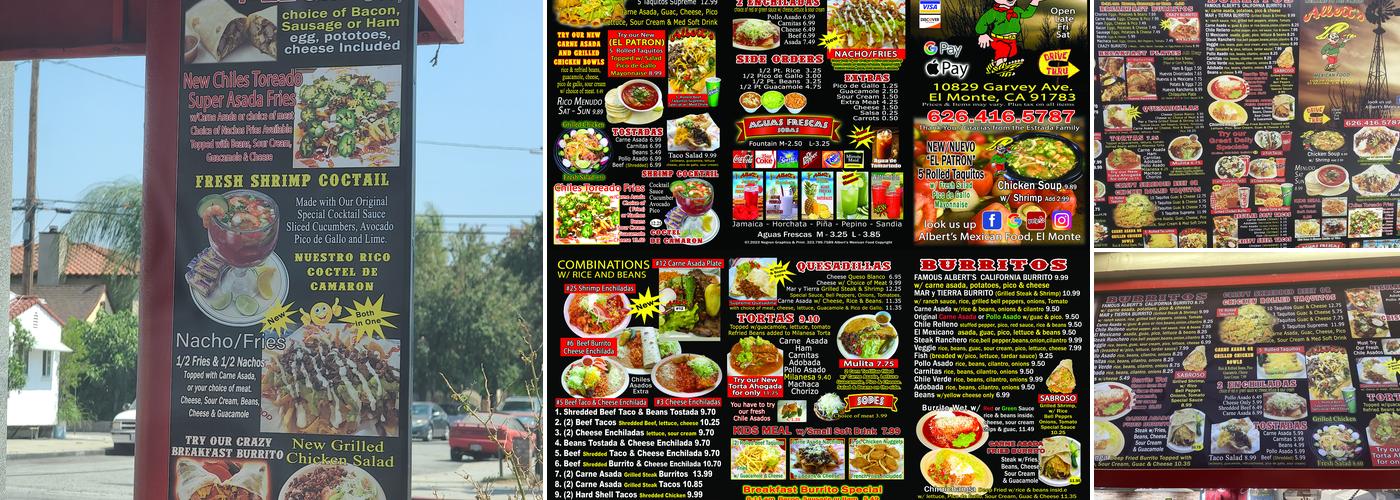 Albert’s Mexican Food Menu