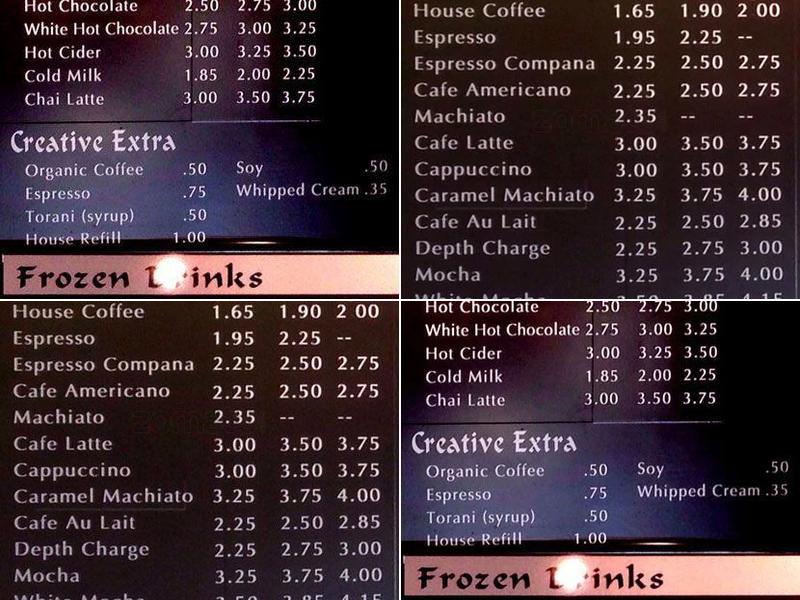 K's Coffee House Menu