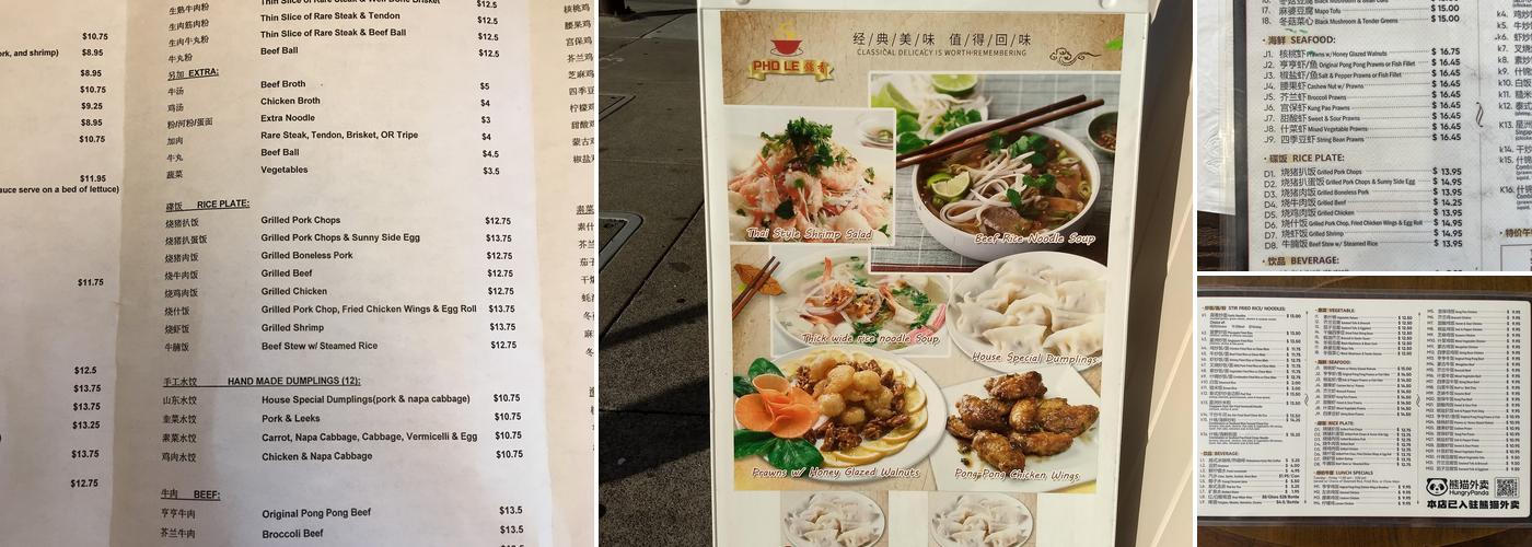 Pho Le Menu
