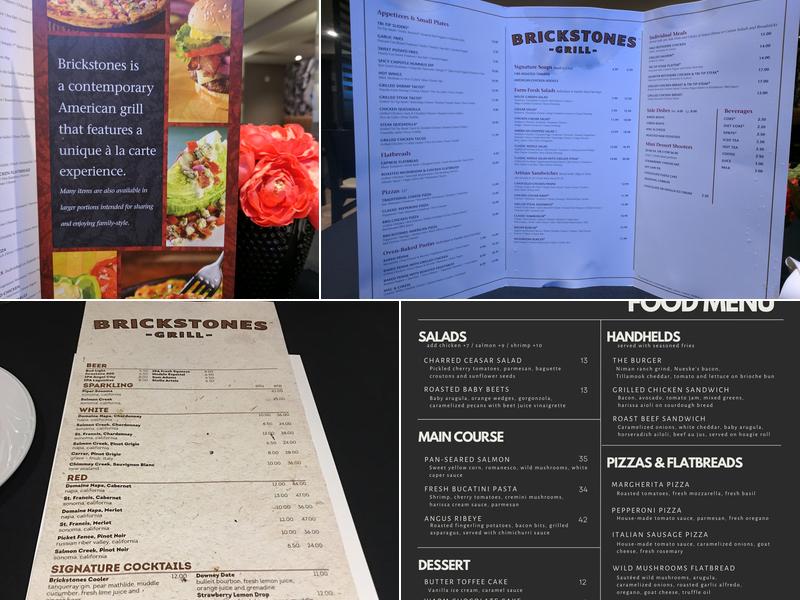 Brickstones Grill Menu