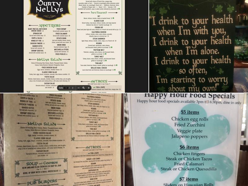 Durty Nelly's Menu