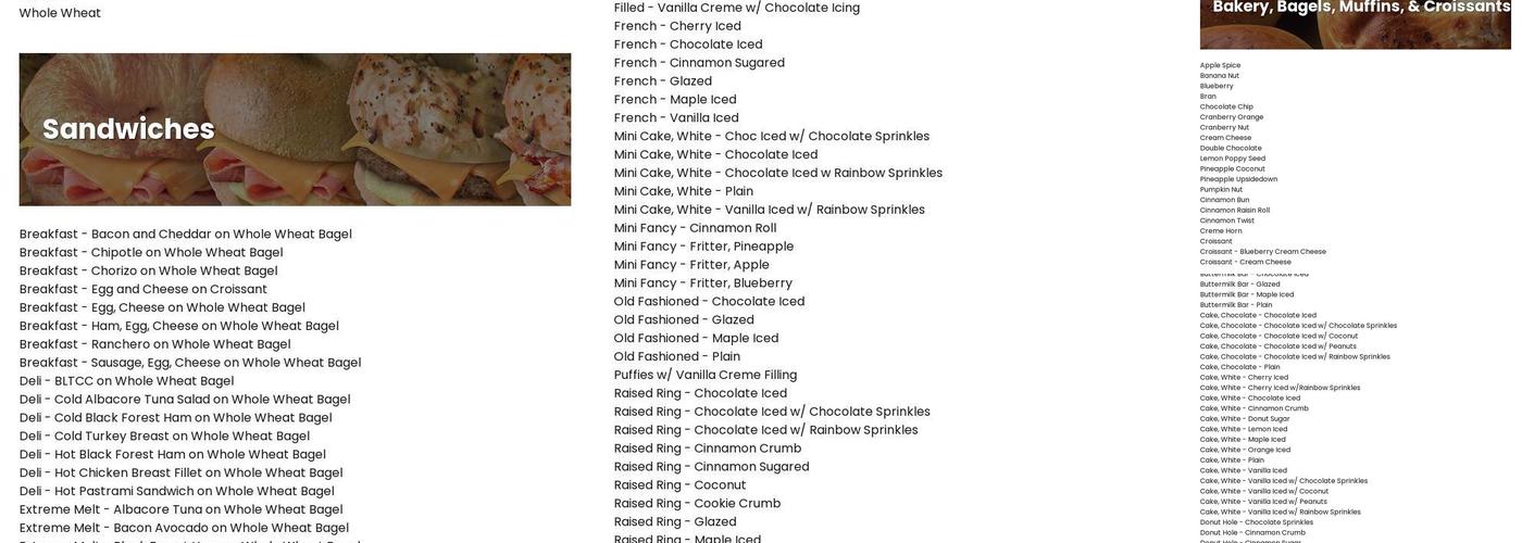 Winchell’s Donuts Menu