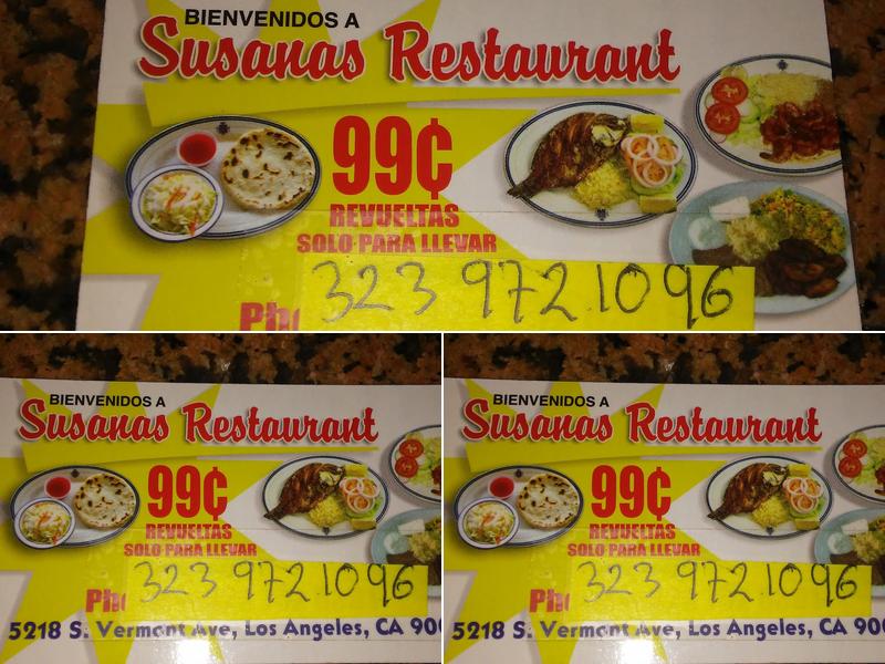 Susana's Menu