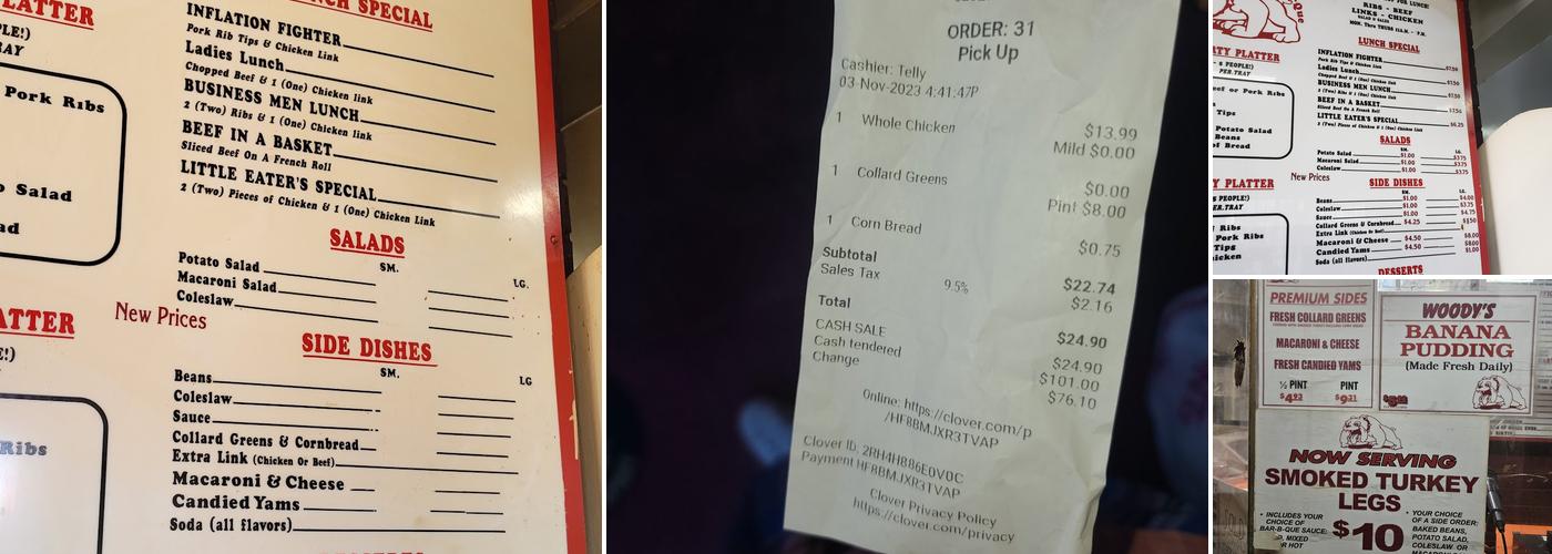 Woody's Bar-B-Q Menu