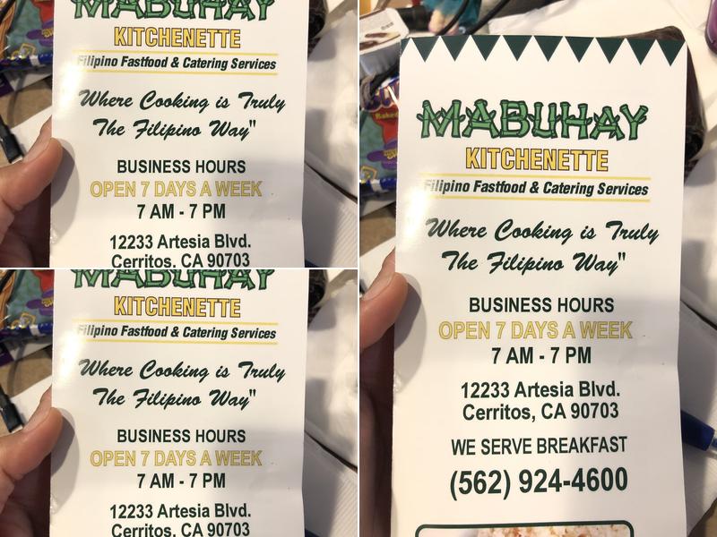 Mabuhay Kitchen Menu