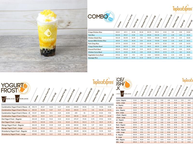 Tapioca Express Menu