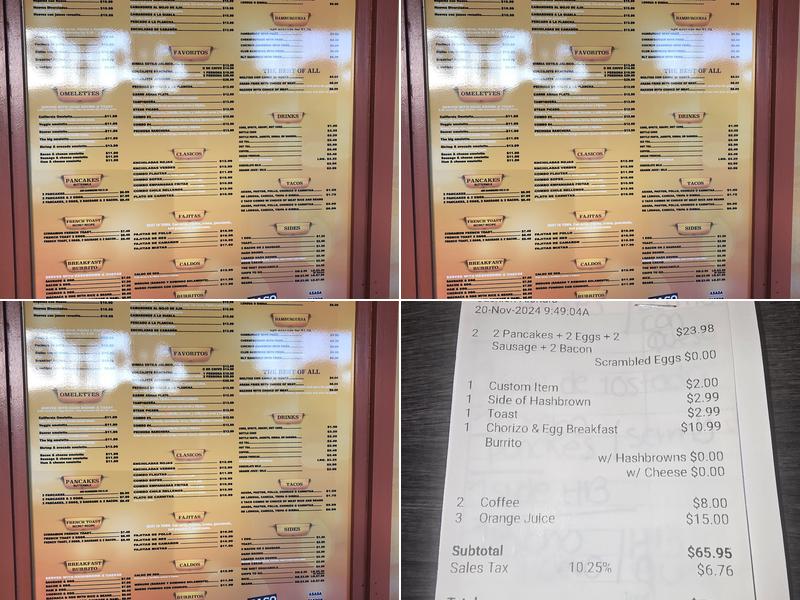 Taqueria Los Santos Menu