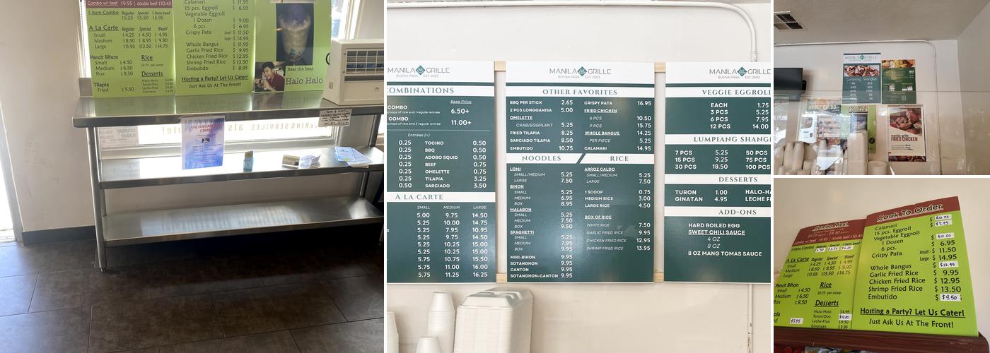 Manila Grille Menu