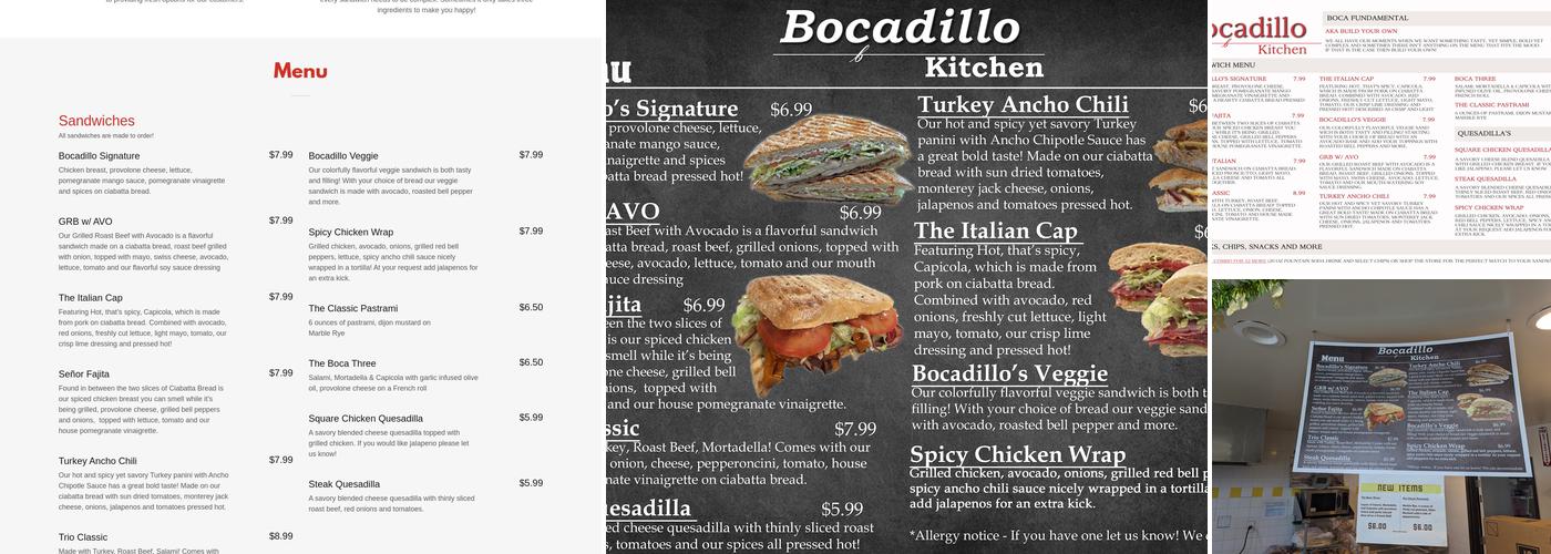 Bocadillo Kitchen Menu