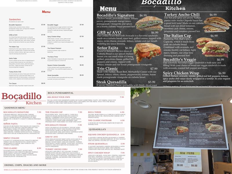 Bocadillo Kitchen Menu