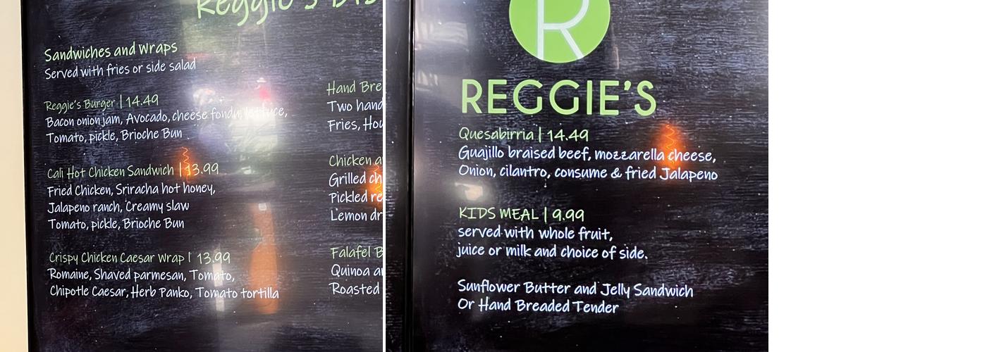 Reggies Grill Menu