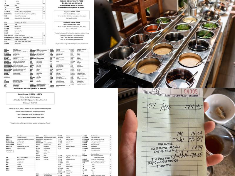 The Pots Hot Pot Menu