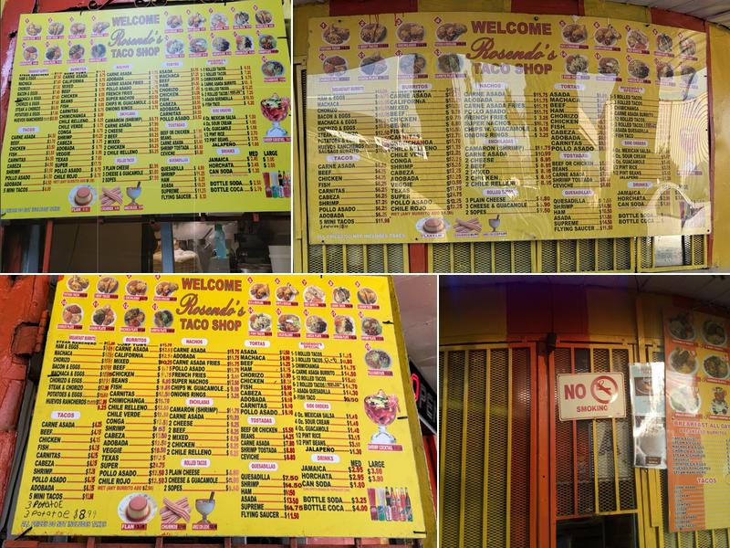 Rosendo's Taco Shop Menu