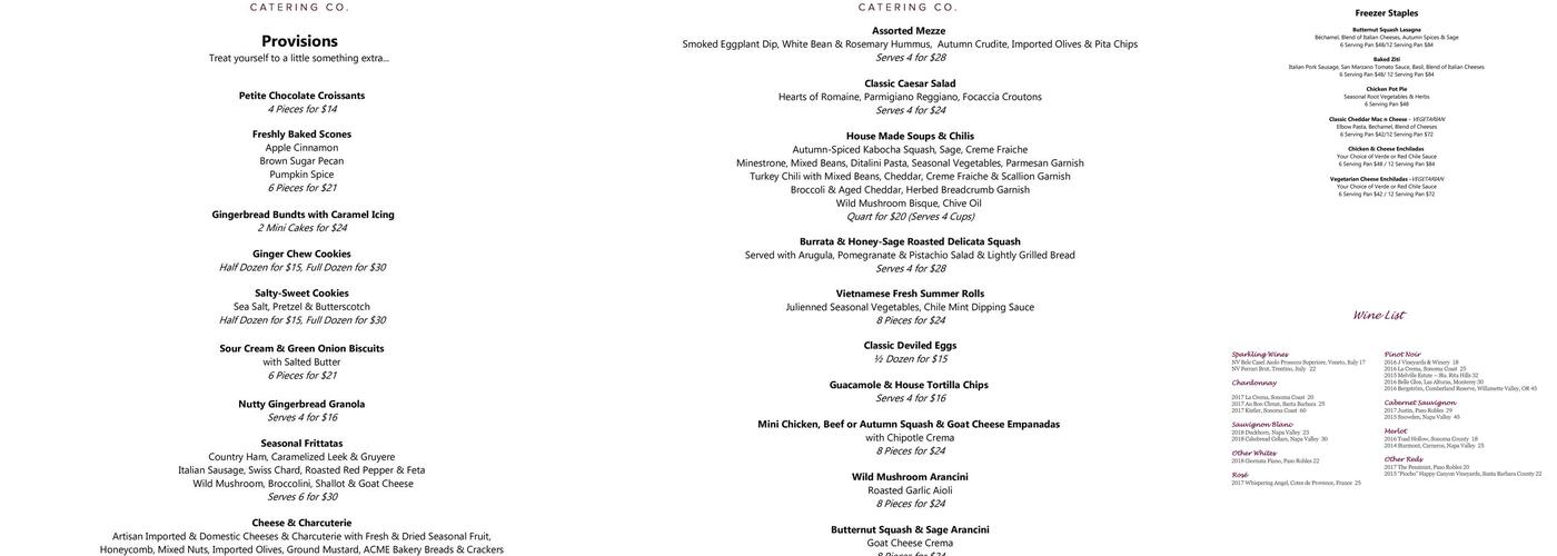 Heirloom Catering Co. Menu