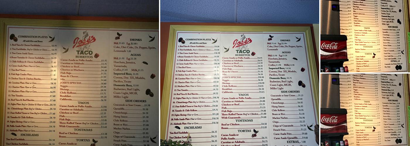 Jose's Taco Shop Menu