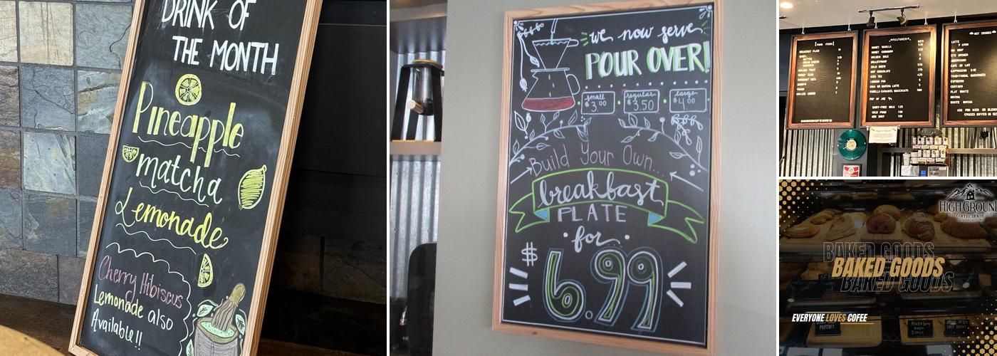 High Ground Coffee House Menu