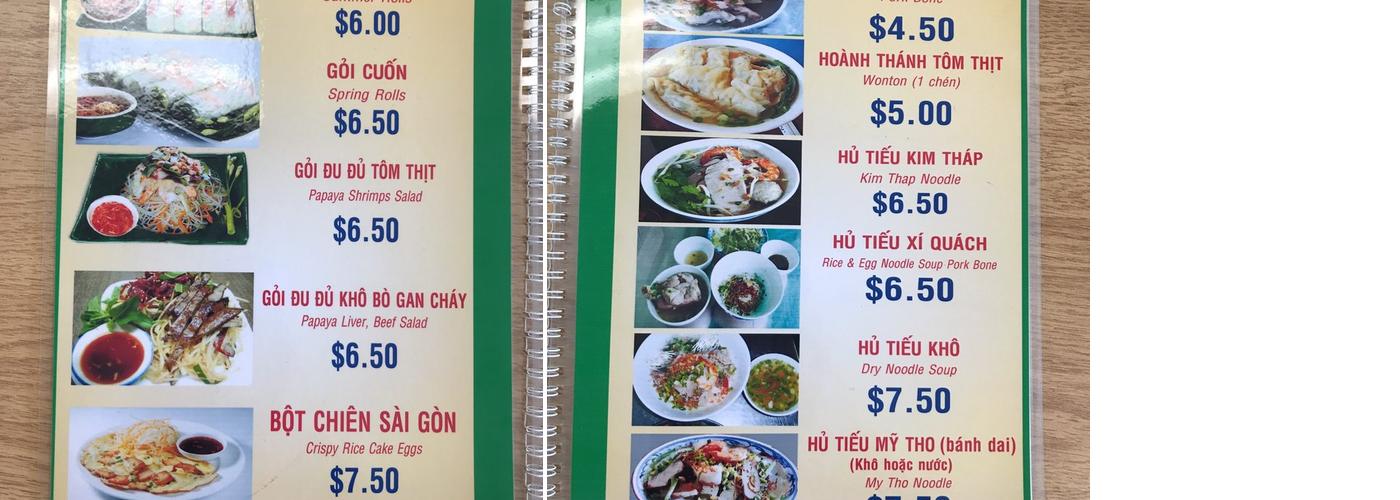 Quan Kim Thap Menu
