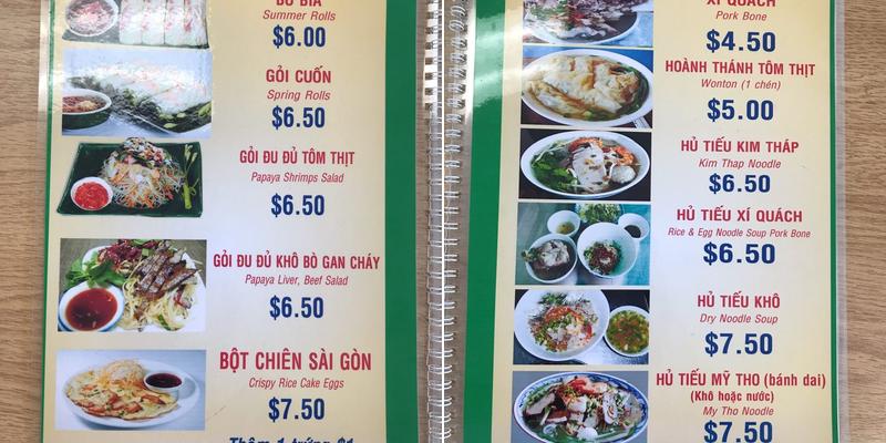 Quan Kim Thap Menu