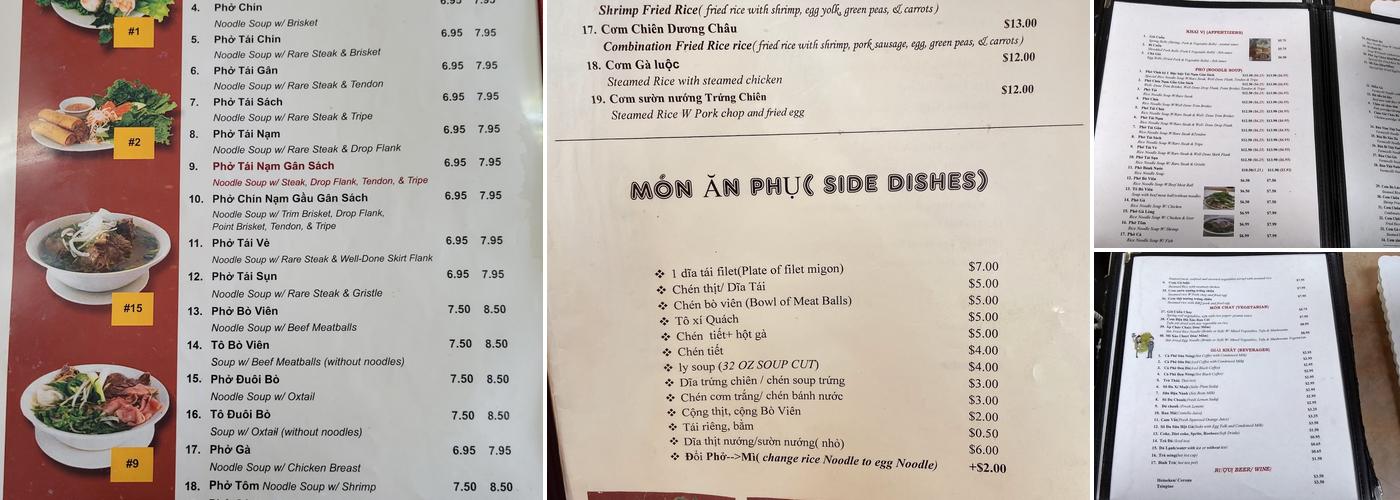 Phở Vĩnh Ký Menu