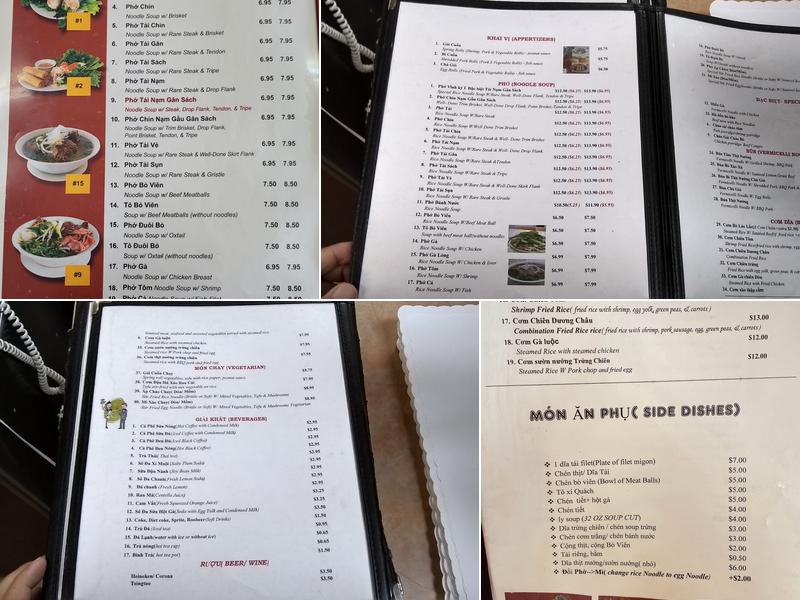 Phở Vĩnh Ký Menu