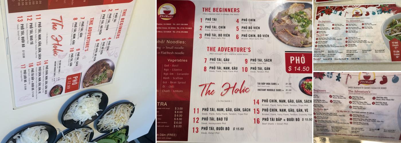 Phởholic Menu