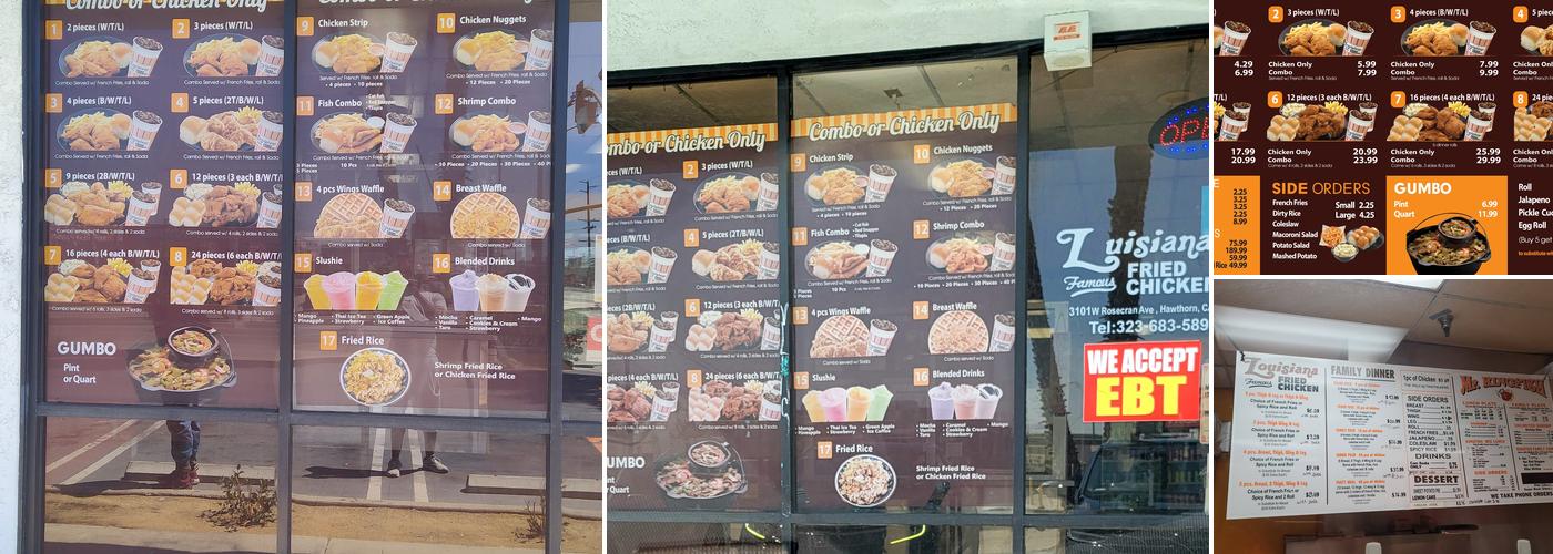 Louisiana famous Fried Chicken( Rosecrans and Crenshaw) Menu