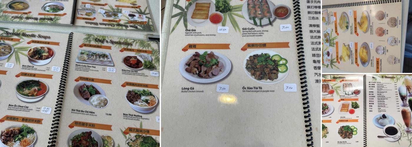 Pho Ga Bac Ninh Menu