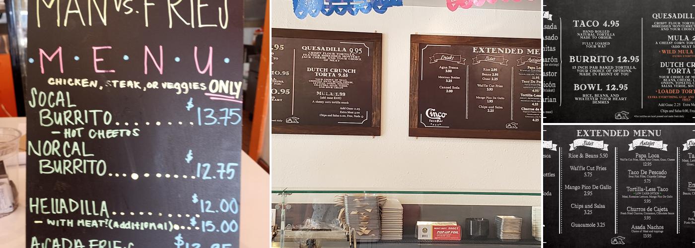Cinco TacoBar Menu