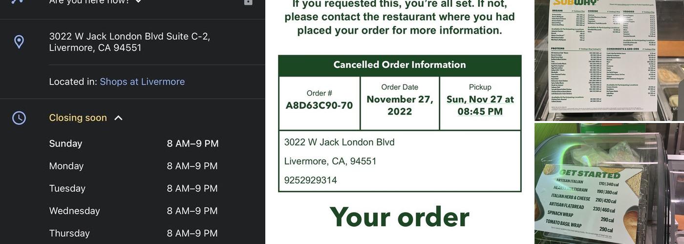 Subway Menu