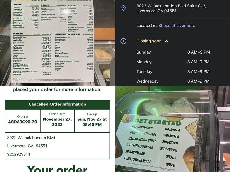 Subway Menu