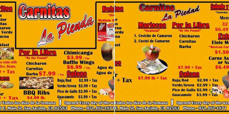 Carnitas La Piedad Menu