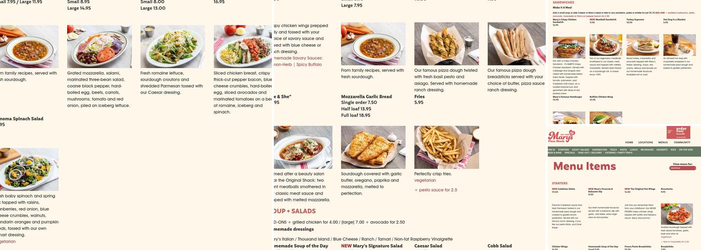 Mary's Pizza Shack INC Menu