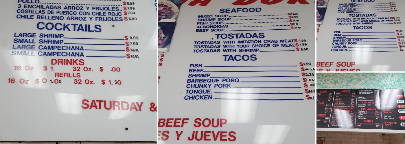 Taqueria Dorado Menu