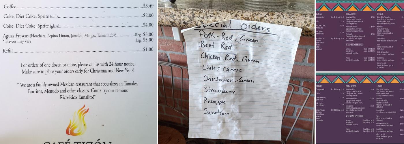 Café Tizón Menu