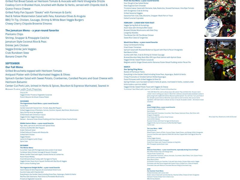 Pacific Fine Food, Inc. Menu