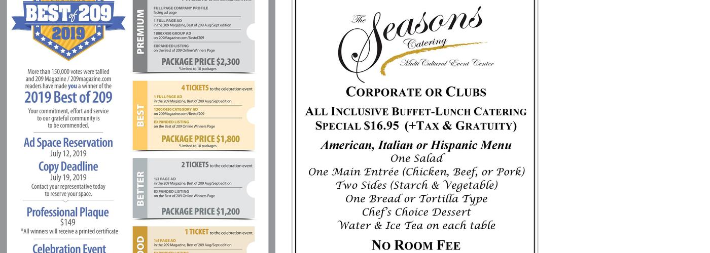 The Seasons Catering and Event Center Menu