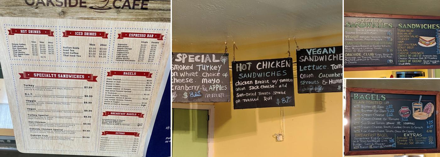 Oakside Cafe Menu