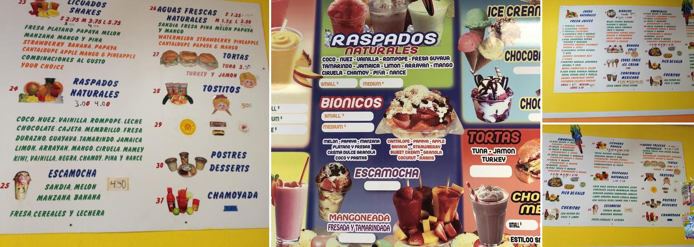 Fruti Bionicos Menu