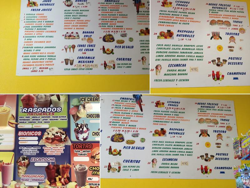 Fruti Bionicos Menu