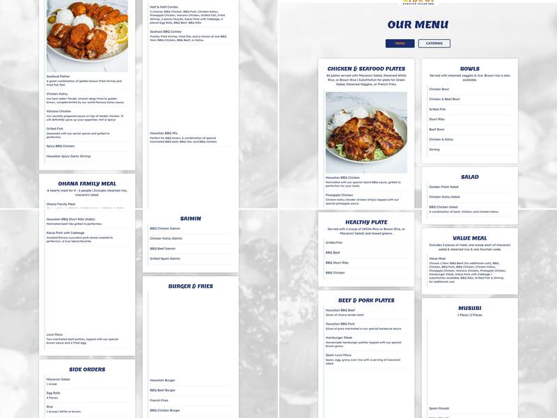 Ohana Hawaiian Barbecue Menu