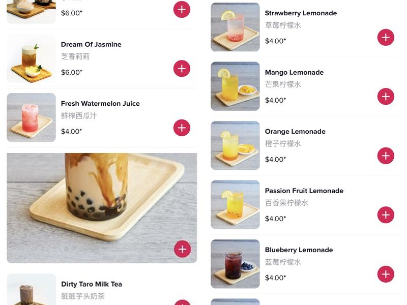 Garage Milk Tea Menu