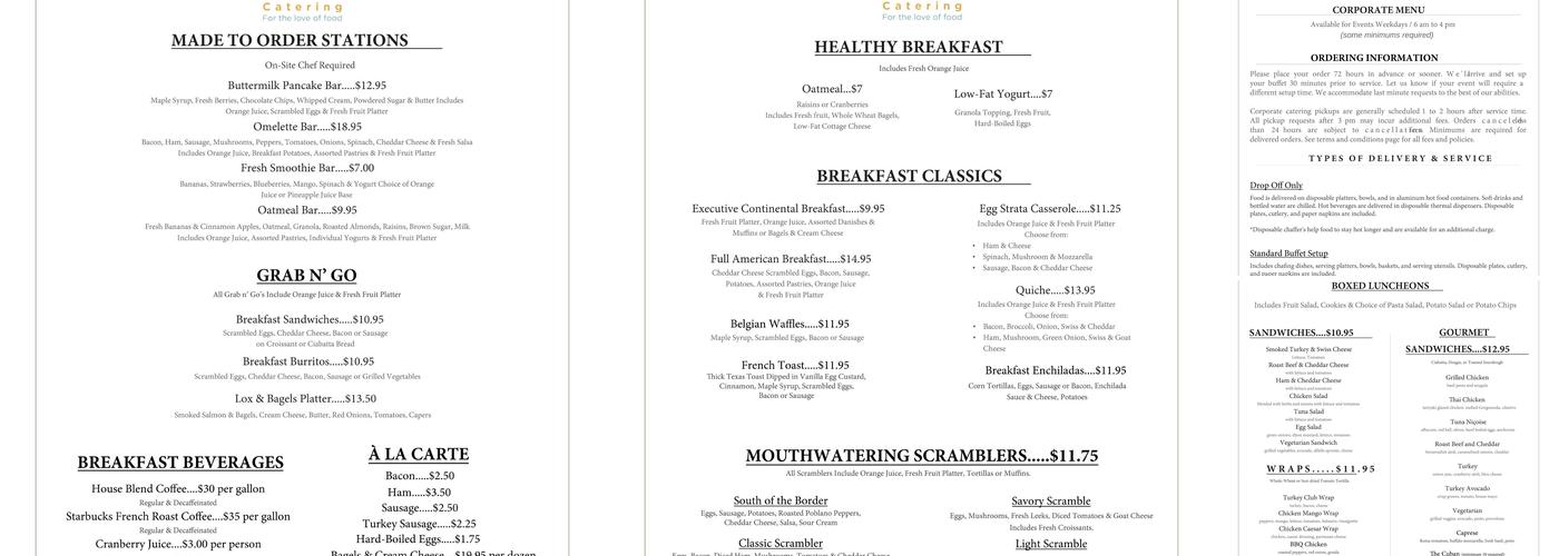 Melrose Catering Menu