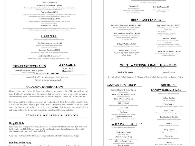 Melrose Catering Menu