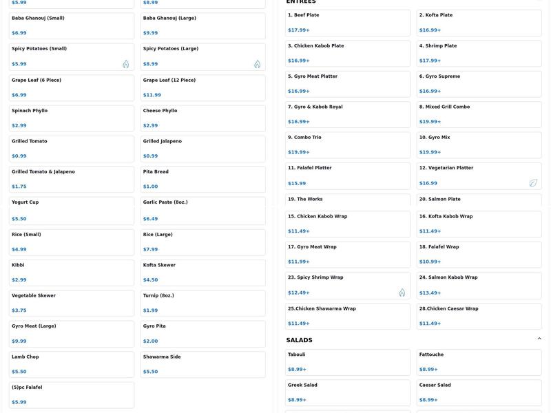 The Green Olive Menu