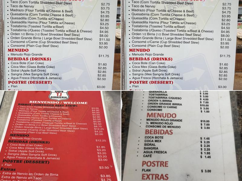 Birrieria Menu