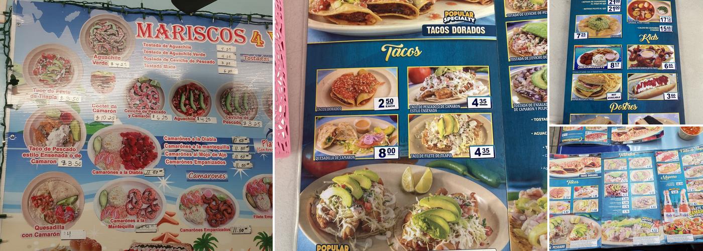 Mariscos 4 Vientos Menu