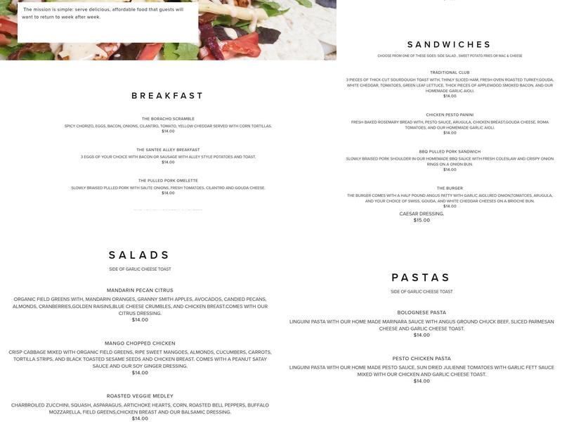 TBLA Catering & Cafe Menu